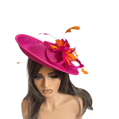 Fuchsia and orange - orange, fascinator
