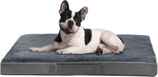 Orthopedic Dog Beds Large Washable Grey Plush Calming Memory Foam Dog Mattress