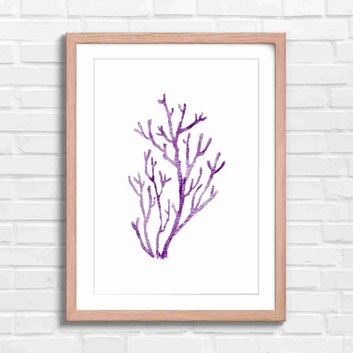 Aqua coral branch art - branch, purple