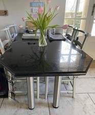 Black Granite Breakfast Bar With 2x heavy Duty Legs 1400mm X 750mm