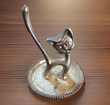 Vintage MCM Silver-Plated Cat