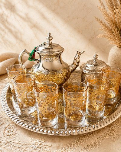 Moroccan handmade tea service - moroccan,