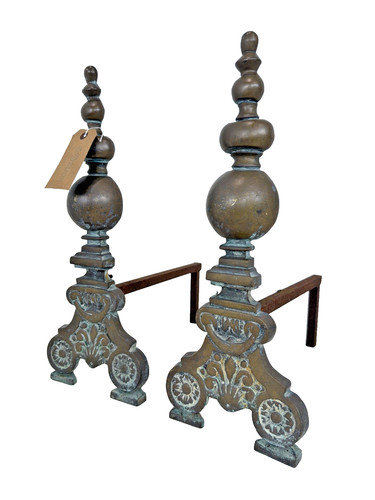 Vintage antique brass - vintage, andirons