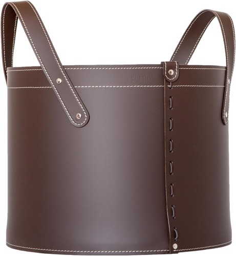 Dark brown luxury leather log - brown,