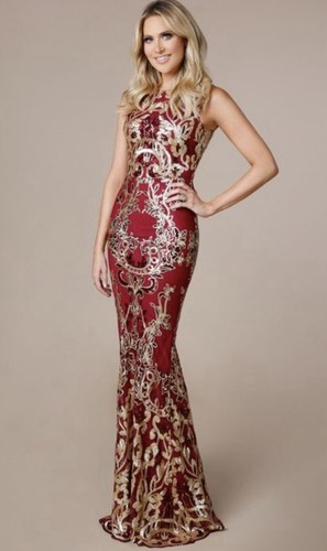 Goddiva red gold sequin long - goddiva,