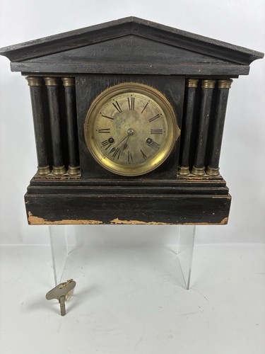 Vintage mantel clock wooden - vintage,