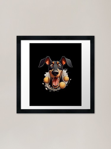 Natural ear doberman framed - natural,