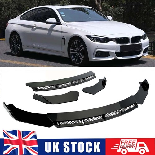 Gloss black front bumper lip - black,