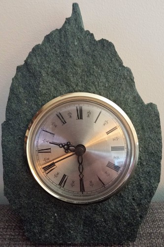 Green slate mantel clock - slate,