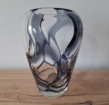 Beautiful Gistl Glass Vase Smoke Blue, Frauenau, Space Age, 1960s, 28 cm