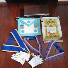 Masonic Regalia , Collars, Case, Gloves, Certificate