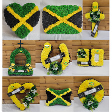 Jamaican Funeral Flowers Artificial Tribute Wreath Memorial Dad Flag Heart