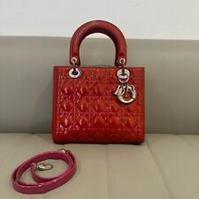 Authentic Dior Lady Dior Handbag/Shoulder Bag in Color-Block Patent Leather