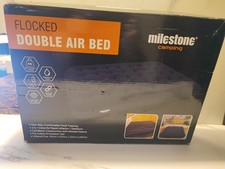 Milestone Camping Flocked Double Air Bed Inflatable Mattress Guest Bed Sleep