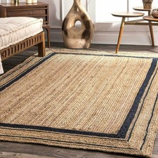 Rectangle Jute Rug with Black