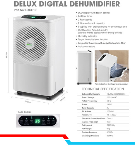 Delux dehumidifier 10l - delux,