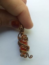 Wire Wrap Pendant Coroline Jewelry Carnelian Copper Wire Gemstone Handmade 38MM