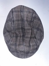 Vintage men's plaid grey cotton flat cap| SKU 3095