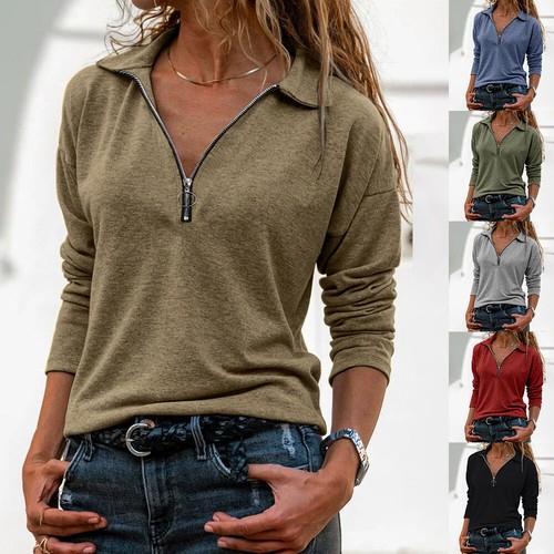 Women zip neck collar t - women, v
