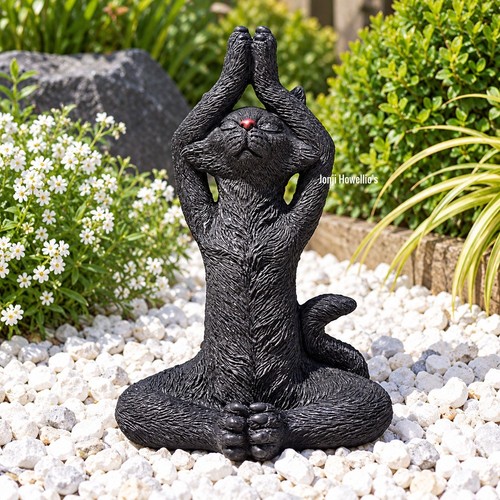 Meditating zen cat figurine - meditating,