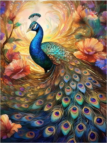 Tile mural majestic peacock - majestic,