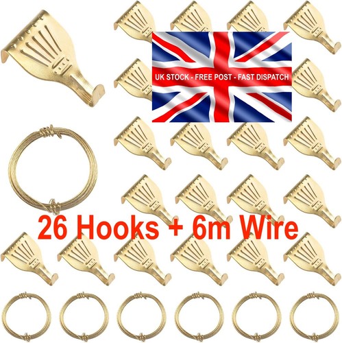 Brass picture rail hooks - 26,