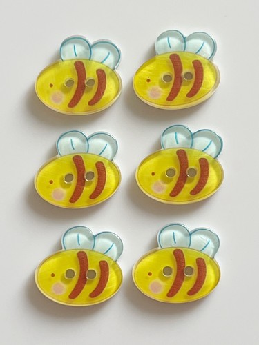 6pc bumble bee resin buttons - bumble,
