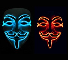 Anonymous Mask LED Light Up V for Vendetta Face Mask Guy Fawkes Halloween Mask