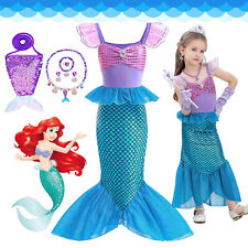 Kids Girls Little Mermaid Princess Fancy Dress Up Costume Birthday Party Outfit