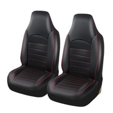 Car PU Leather Front Seat Covers Full Surround Seat Cushion Protector Black/Red
