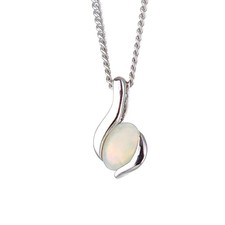 Opal Necklace Sterling Silver Pendant Natural White Australian Gemstone Boxed