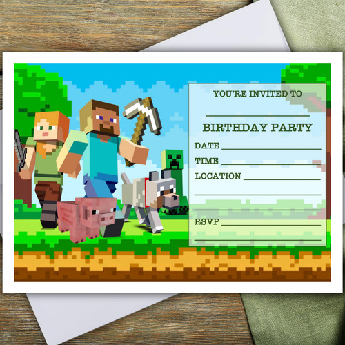 Minecraft party invitations - minecraft,