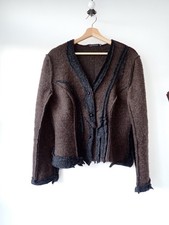 Zojka Borkowska (Polish Designer) Boiled Wool Cardigan / Jacket in Brown Size M