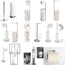 Chrome Toilet Paper Roll Holder Organizer Bath Storage Stand Rack Free Standing