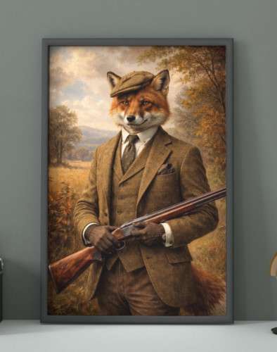Fox hunting unframed wall - hunting,