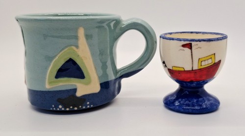 Small mug egg cup - &, nautical