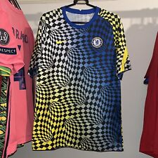 Chelsea 2021/22 Nike Pre Game Training Football Shirt Blue/Yellow Mens Large