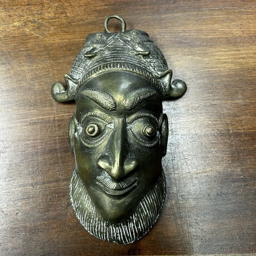 Vintage african brass mask - vintage,