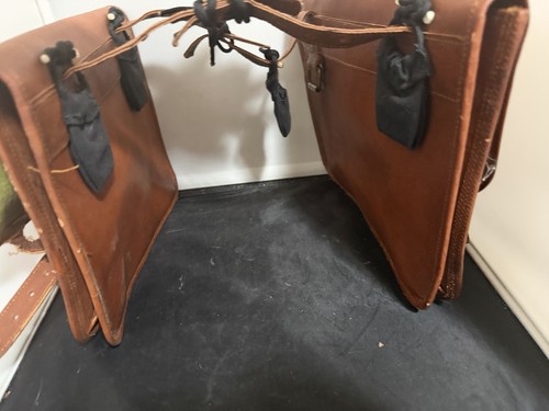 Vintage brown leather bicycle - leather,
