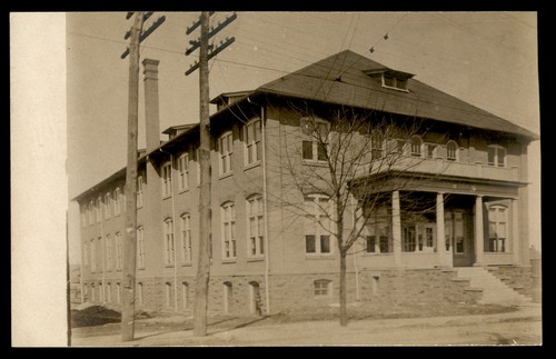 Postcard rppc school building - rppc,