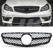 GLOSS BLACK AMG STYLE FRONT GRILLE GRILL UPGRADE FOR MERCEDES C CLASS C204 07-14