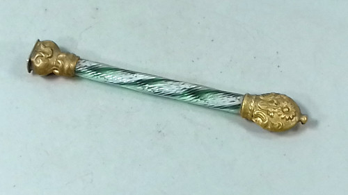 Antique latticino glass brass - antique,