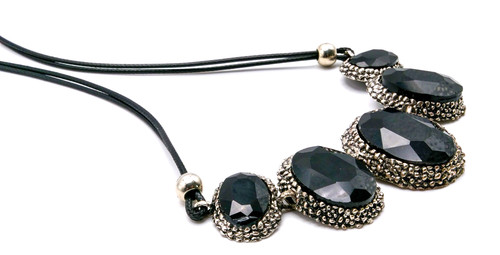Black glass cabochon - glass, statement