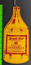 Vintage Rochelle Club Beer Alcohol Bottle Advertising Fan Pull