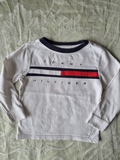 Baby Tommy Hilfiger Long Sleeve Top, White With Tommy Hilfiger Logo Across Chest