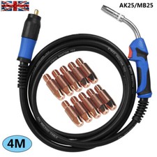 MB25 MIG WELDING TORCH LANCE 25AK EURO FIT GAS GASLESS 4M CABLE w/ TIPS