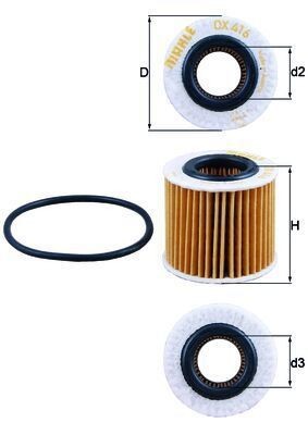 Mahle 416d1 oil filter fits - 416d1,