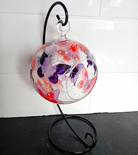 Hand paintedglass butterfly - hand,