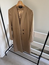 Jaeger Camel Wool Coat Size 10 Double-Breasted Longline Blazer Style