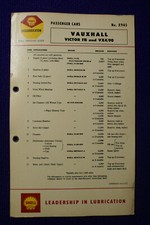 VAUXHALL VICTOR FB & VX4/90 SHELL LUBRICATION SERVICE GUIDE CAR No.X945